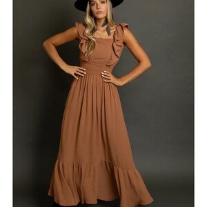 Joyfolie Brown Maxi Dress
